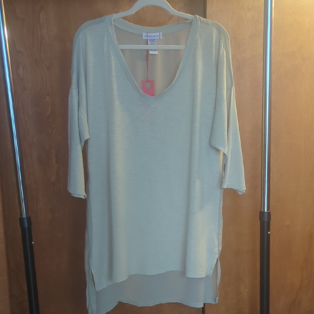 Xcvi Wearable Extra Large Light Beige V-Neck Top